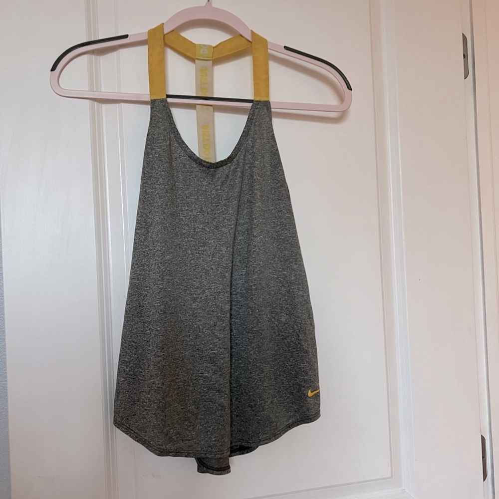 Nike Elastika tank - grey and yellow, size small